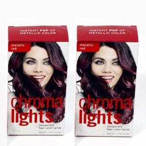 Set of 2 Chroma Lights Metallic Red Temporary Hair Color Spray 1.5 oz